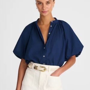 NWT Madewell Shirred Balloon Sleeve Top Large